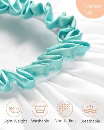mikimini Large Shower Cap for Long Hair, White, 30cm (12 inch) | Waterproof & Reusable Hair Protection thumbnail 3