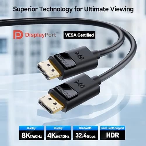 Cable Matters DisplayPort 1.4 Cable 1.8m (6ft) | Supports 8K 60Hz, 4K 240Hz, HDR, FreeSync, G-SYNC thumbnail 2