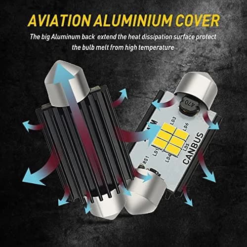 AUXITO 41mm Festoon LED Bulbs Xenon White (1.65 inch / 41mm) | CANbus Error Free Interior Car Lights thumbnail 6