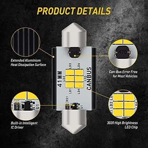 AUXITO 41mm Festoon LED Bulbs Xenon White (1.65 inch / 41mm) | CANbus Error Free Interior Car Lights thumbnail 7