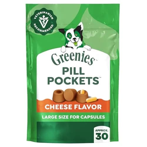 Greenies Pill Pockets Large Size Dog Treats, Cheese Flavor, 30 Count (7.9 oz) | Vet-Recommended Pill Hiding Treat thumbnail 1