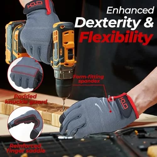 HANDLANDY Work Gloves for Men & Women, Utility Mechanic Touch Screen, Flexible Gardening Gloves (X-Large, 1 Pair) thumbnail 3