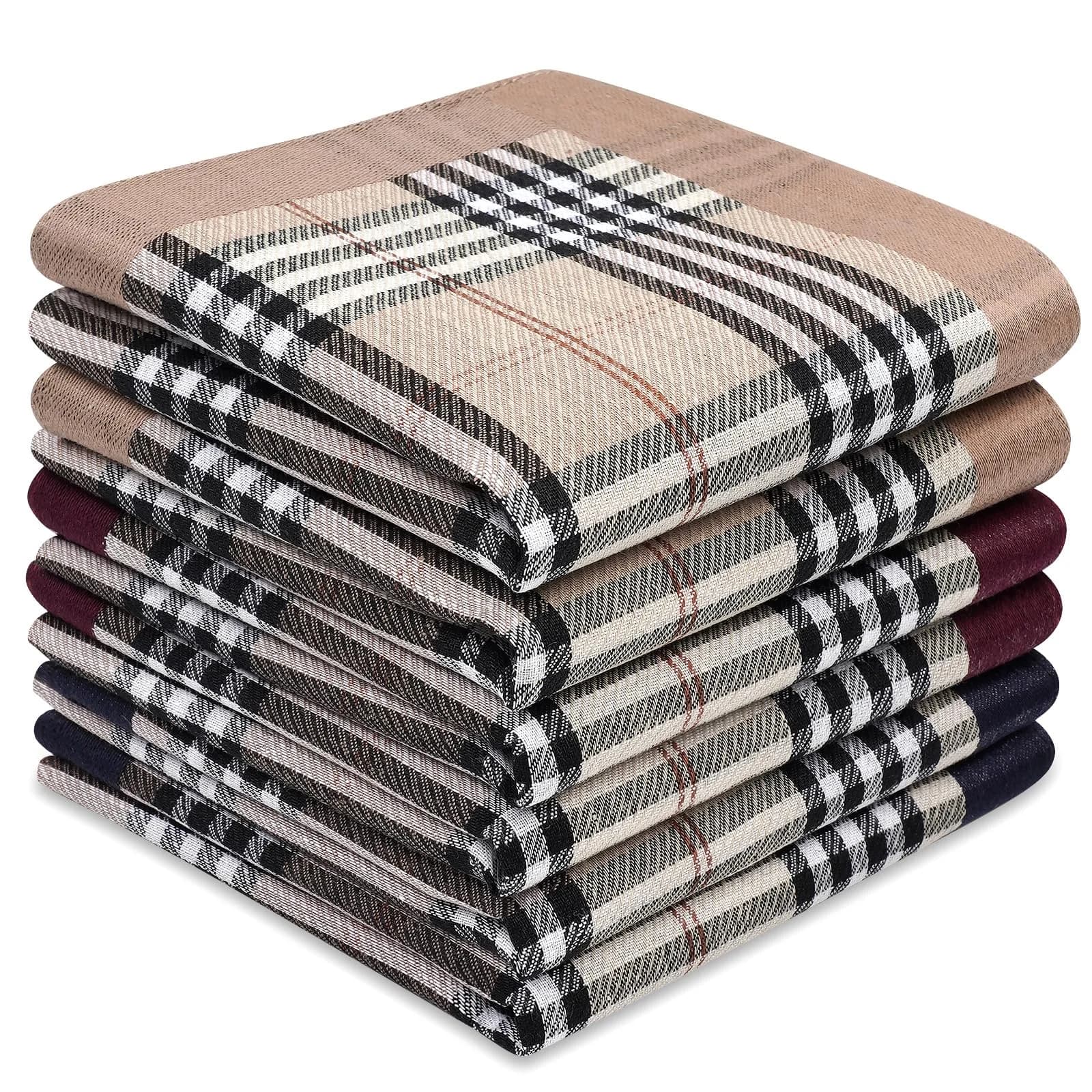 Selected Hanky Handkerchiefs for Men 16x16 Inch, Soft Cotton, 6 Piece Gift Set