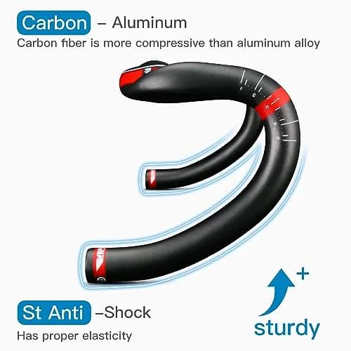 Alfa Pasca Aero Handlebars Carbon Drop Bars 31.8x420mm 210g ±10g | Ultra-Light Matte Black with Red Accents thumbnail 4