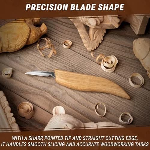BeaverCraft Wood Chip Carving Knife C8 1.8" | Fine Detail Wood Carving Tool for Beginners & Kids thumbnail 4