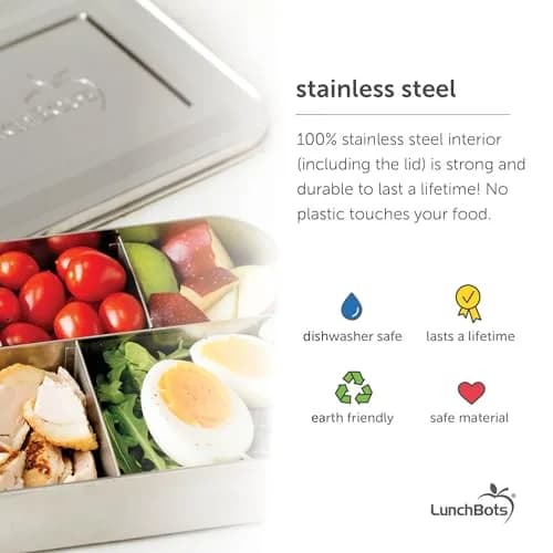 LunchBots Small Stainless Steel Kids Bento Box 4-Section 16oz | Compact, Durable & Safe for Kids thumbnail 3