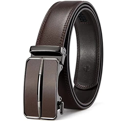 BOSTANTEN Ratchet Leather Belt for Men, 32"-38" Waist Adjustable, 1.38" (35mm) Width | Cuttable Design for Custom Fit thumbnail 1