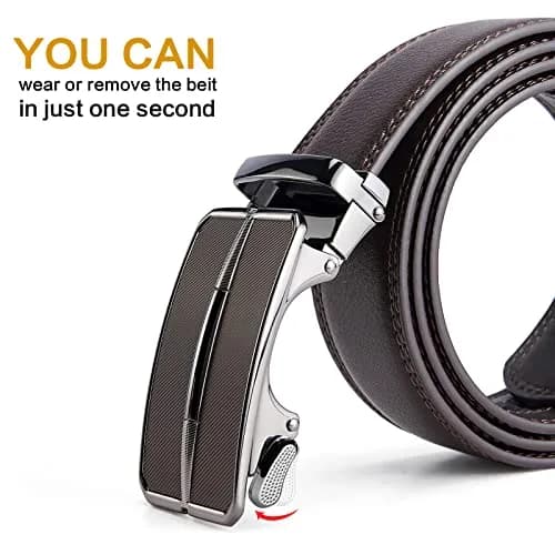 BOSTANTEN Ratchet Leather Belt for Men, 32"-38" Waist Adjustable, 1.38" (35mm) Width | Cuttable Design for Custom Fit thumbnail 4
