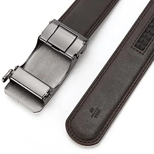 BOSTANTEN Ratchet Mens Belt Leather Trim to Fit 1 3/8" (3.5 cm) Gift Boxed | Adjustable Automatic Buckle for Dress & Casual Wear thumbnail 5