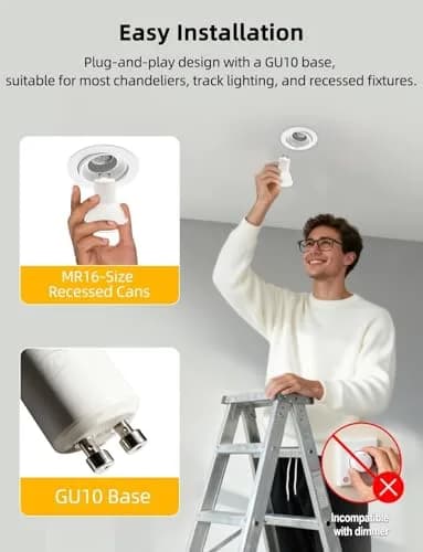 ILC GU10 LED Color Changing Light Bulb 5W (450 Lumens) with Remote Control, Pack of 4 | 12 Colors, 2700K Warm White thumbnail 9
