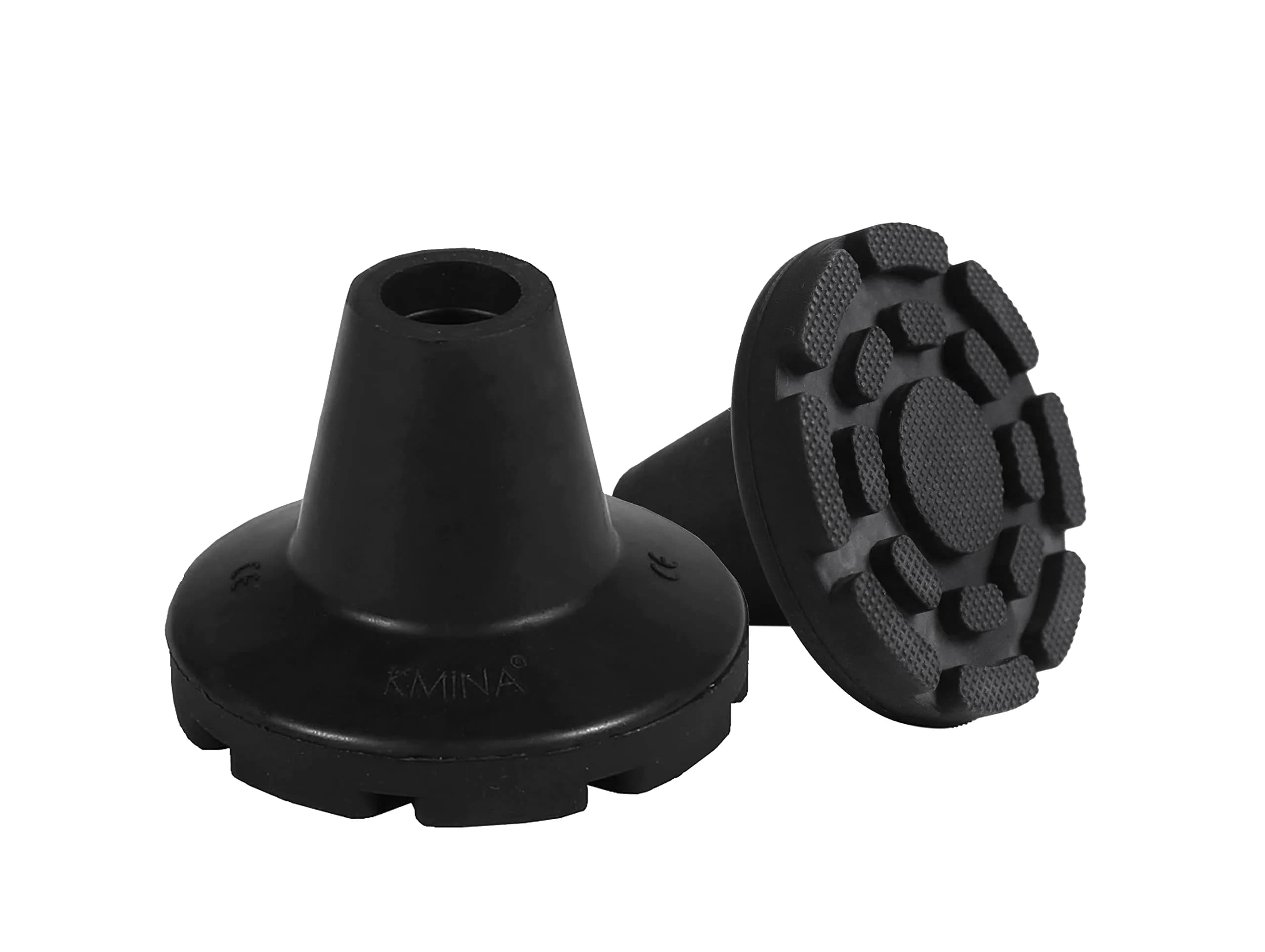 KMINA All Terrain Crutch Tips 7/8 Inch (2.22 cm) - Pack of 2 | Non-Slip Rubber with Steel Ring - main product image