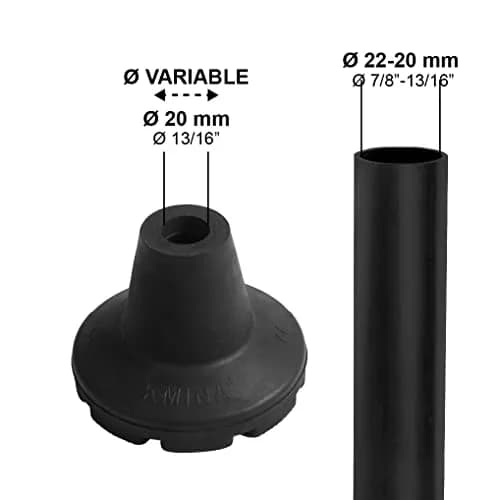 KMINA All Terrain Crutch Tips 7/8 Inch (2.22 cm) - Pack of 2 | Non-Slip Rubber with Steel Ring thumbnail 5