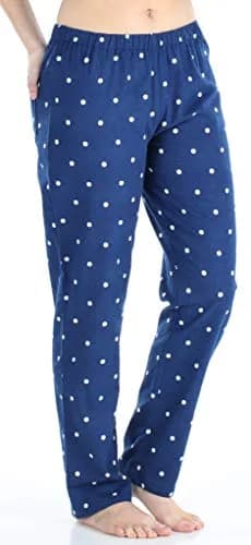 PajamaMania Women's Cotton Flannel Pajama Set, Navy Polka Dot, Medium | Relaxed Fit, Warm & Soft for Indian Nights thumbnail 3