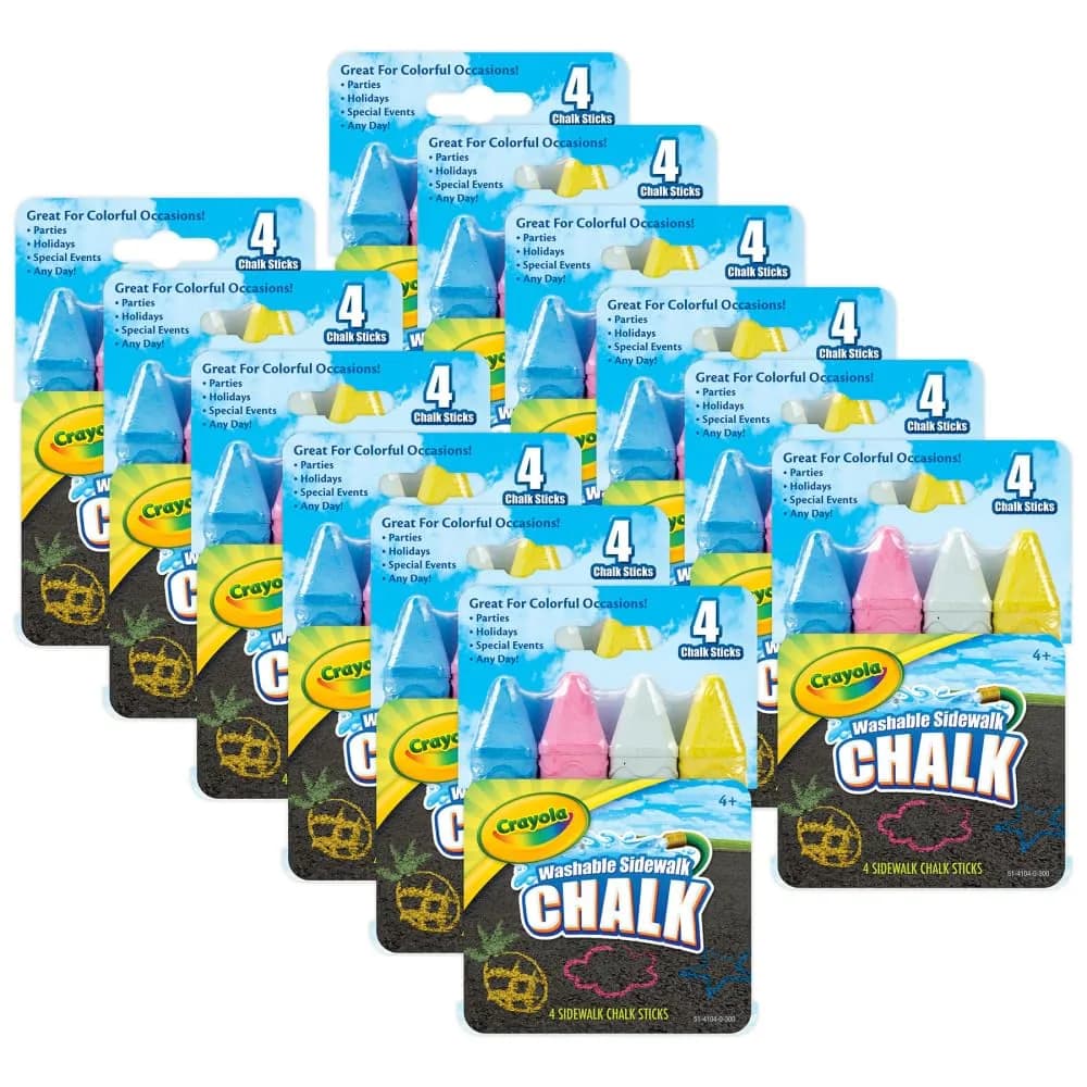 Crayola Sidewalk Chalk 4/Pkg, Multi | Washable Outdoor Art for Kids - main product image