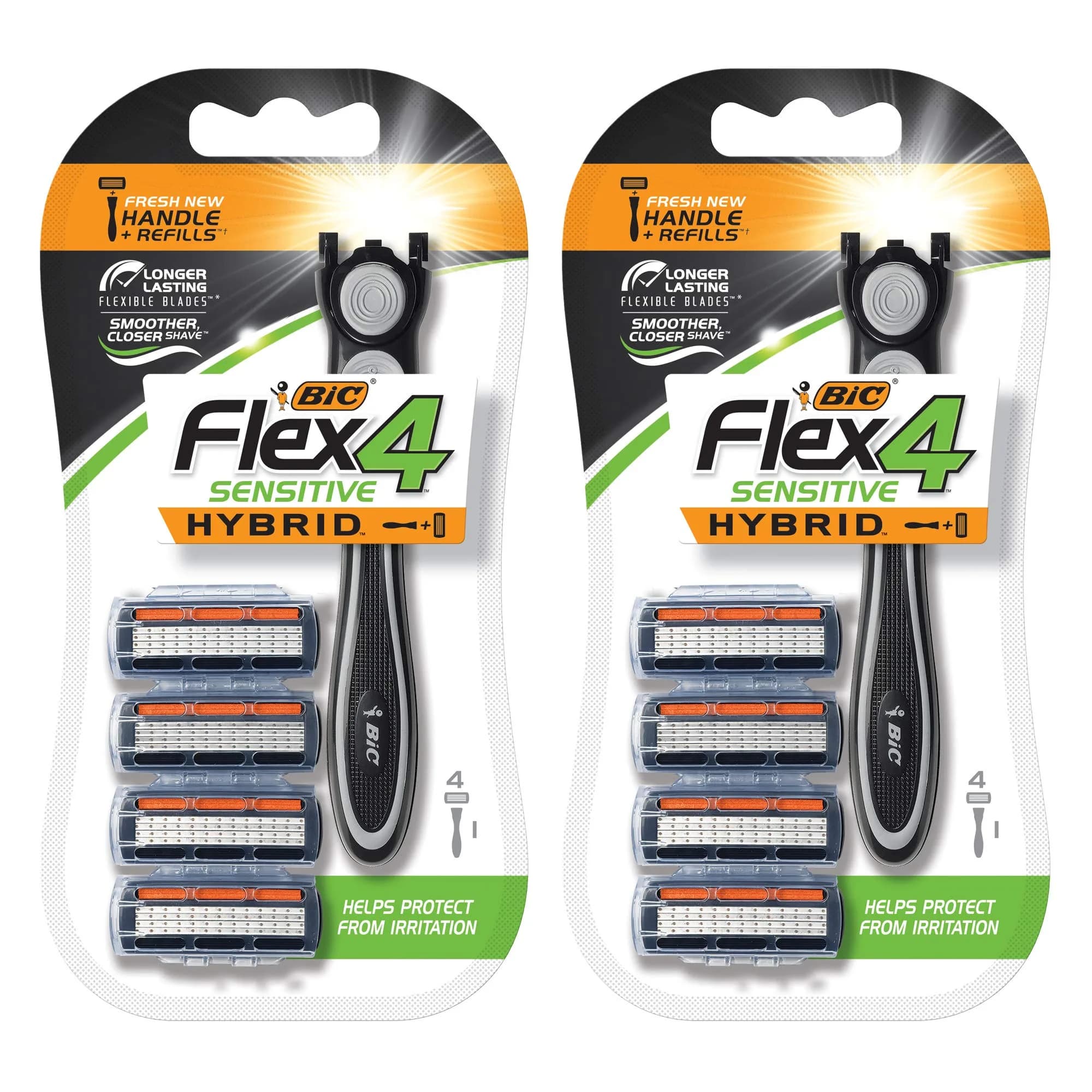 BIC Flex 4 Sensitive Hybrid Titanium Disposable Razors, 2 Handles & 8 Cartridges | Sensitive Skin Friendly (70-120 chars) - main product image