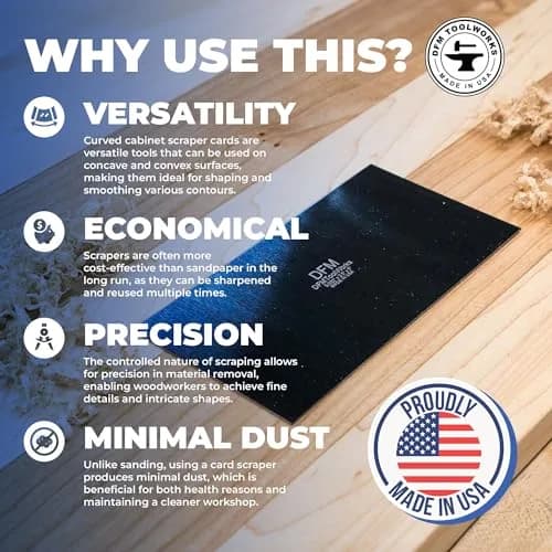 DFM Tool Works Rectangle Card Scraper 0.032" Blue | Precision Woodworking Tool for Hardwoods thumbnail 6
