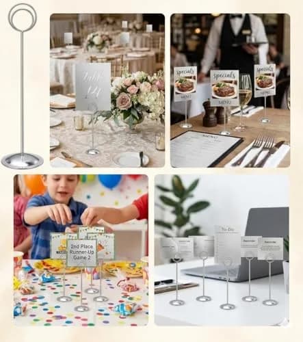 HOHIYA 12 Pack Silver Table Number Holders 12 inch (30.4 cm) | Modern Pedestal Stands for Events thumbnail 6