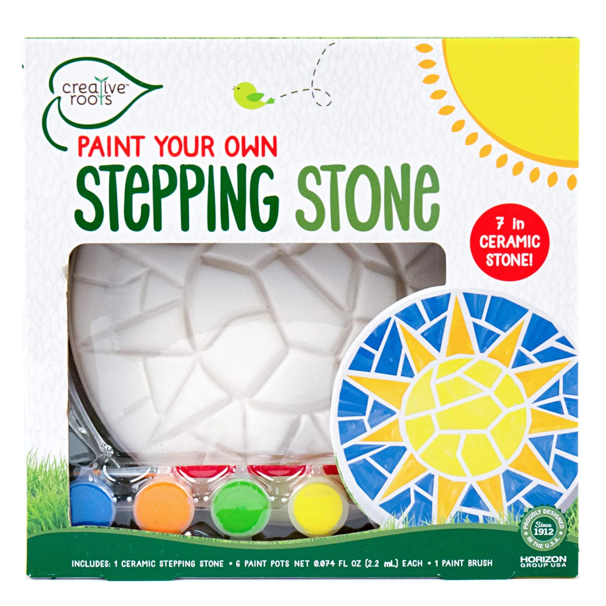 Creative Roots Mosaic Turtle DIY Stepping Stone Kit 20.96 cm (8.25 in) | Fun Art Craft Kit for Kids Ages 8+ — Sun