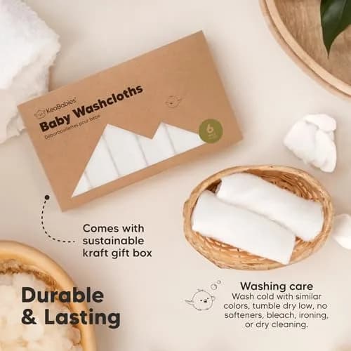KeaBabies Baby Washcloths 10x10 Inch | Ultra-Soft Bamboo, Absorbent & Reusable for Newborn & Toddler thumbnail 7
