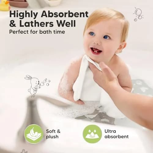 KeaBabies Baby Washcloths 10x10 Inch | Ultra-Soft Bamboo, Absorbent & Reusable for Newborn & Toddler thumbnail 3