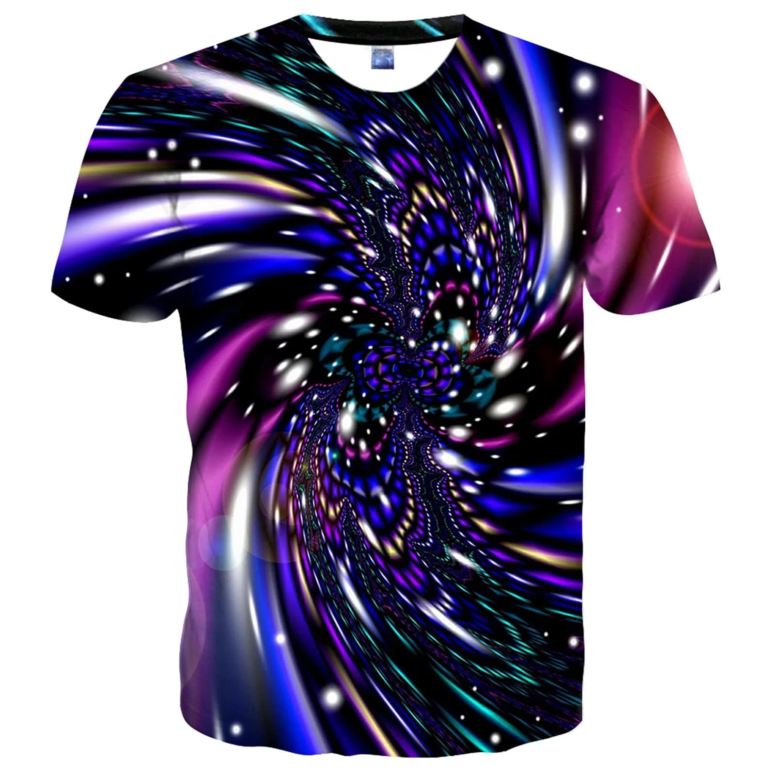 YAJOOEY Unisex Galaxy Print T-Shirt Crew Neck Regular Fit 3D Graphic (66cm/26in) | Vibrant Galaxy Design — Blue17