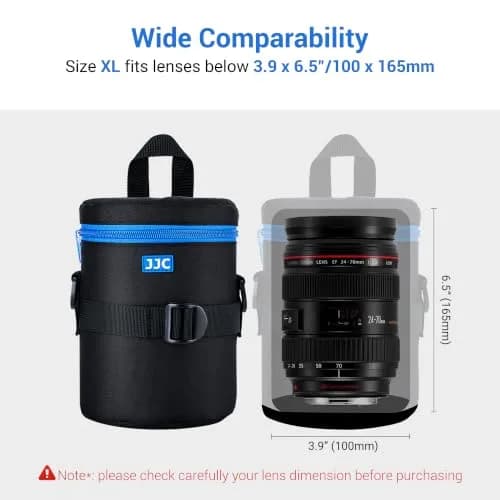 JJC Camera Lens Case Pouch, Padded Bag Fits Lens up to 3.9 x 6.5 (D x L) thumbnail 3