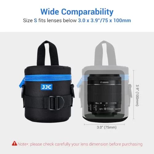 JJC Camera Lens Case Pouch, Padded Bag Fits Lens up to 3.0 x 3.9 (D x L) thumbnail 3