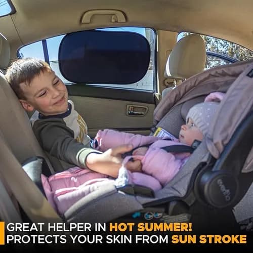 EcoNour Car Window Shades for Baby | Protects Baby from Sun & Heat (4 Pack) thumbnail 2
