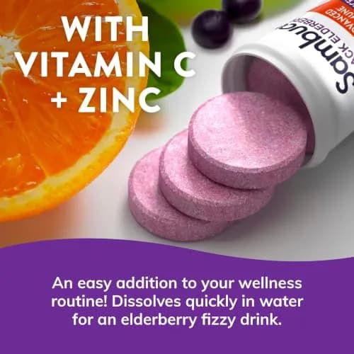 Sambucol Black Elderberry Effervescent Tablets 45 Count (15 Count x 3) | Daily Immune Support with Vitamin C & Zinc thumbnail 5