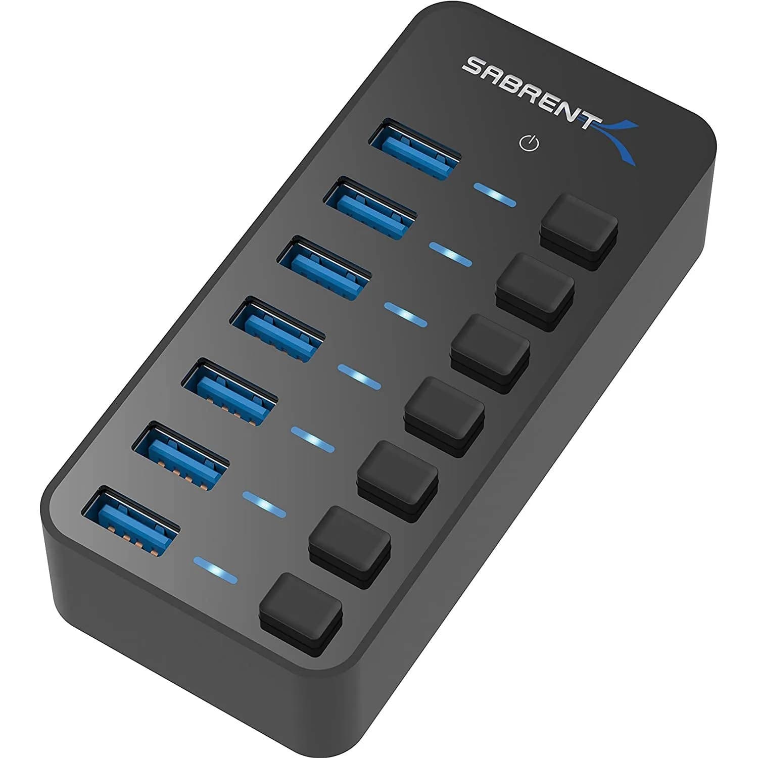 Sabrent 7-Port Powered USB 3.0 Hub 10.7cm (4.2in) | High-Speed Data Transfer & Individual Port Control