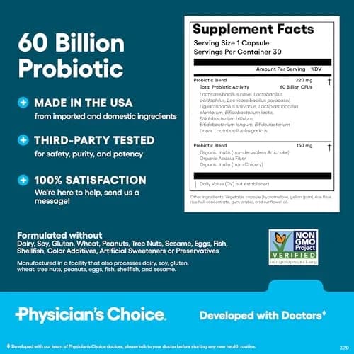 Physician's CHOICE Probiotics 60 Billion CFU 30 Count | Supports Gut Health & Digestion thumbnail 7