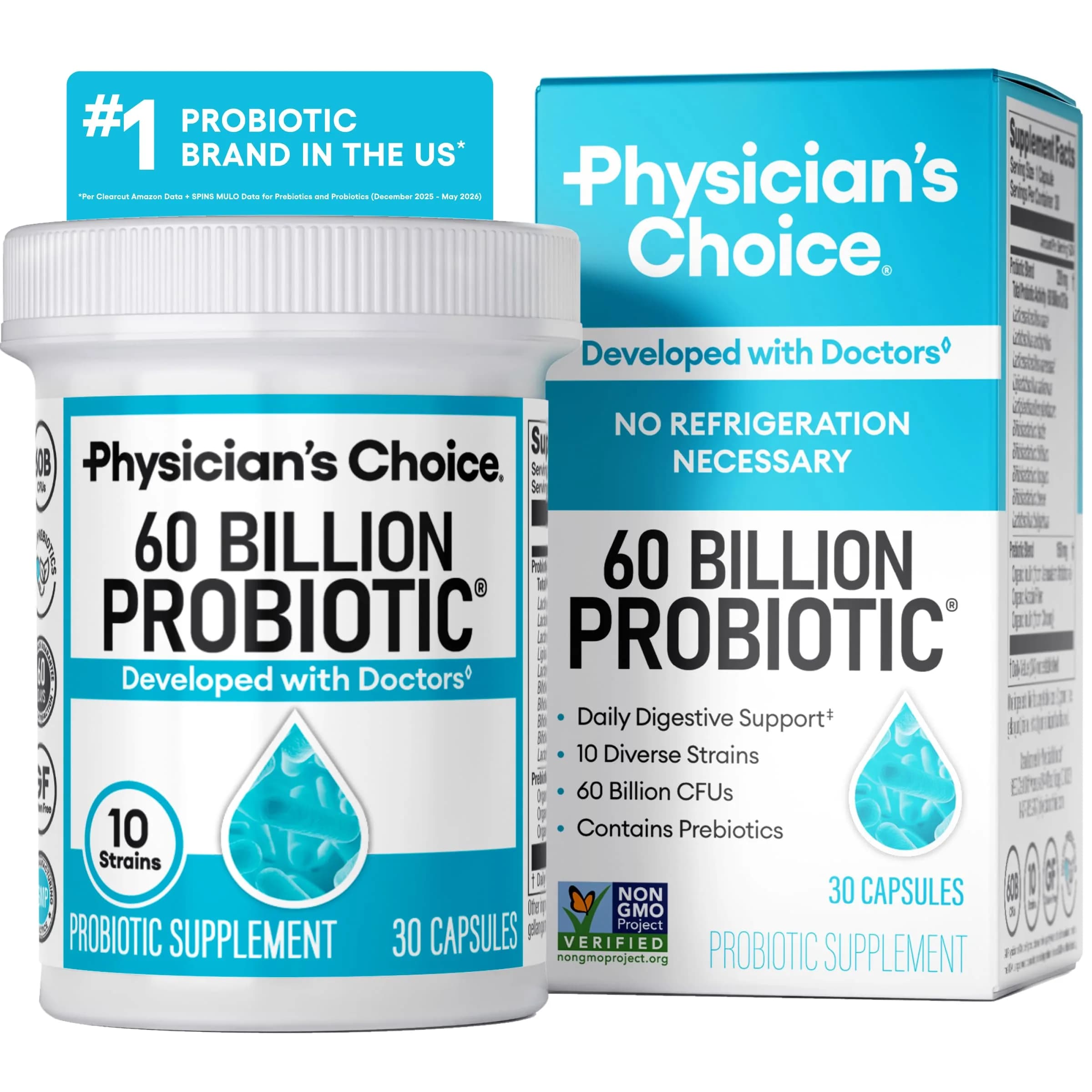 Physician's CHOICE Probiotics 60 Billion CFU 30 Count | Supports Gut Health & Digestion - main product image