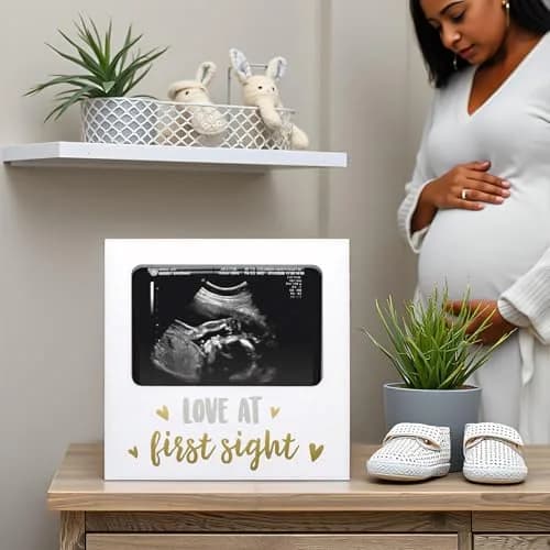 tiny ideas Love at First Sight White Sonogram Keepsake Frame | 4x6 Inch Photo Display for Nursery Decor thumbnail 9
