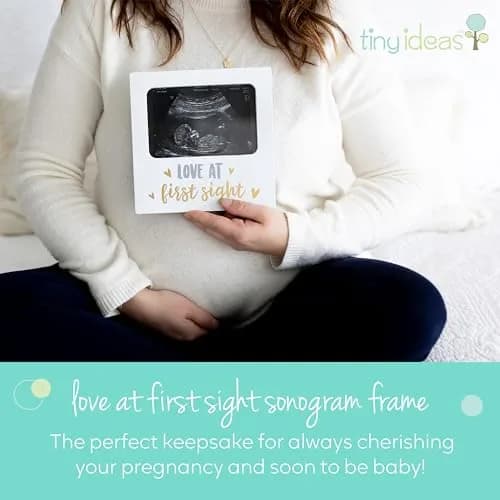 tiny ideas Love at First Sight White Sonogram Keepsake Frame | 4x6 Inch Photo Display for Nursery Decor thumbnail 2