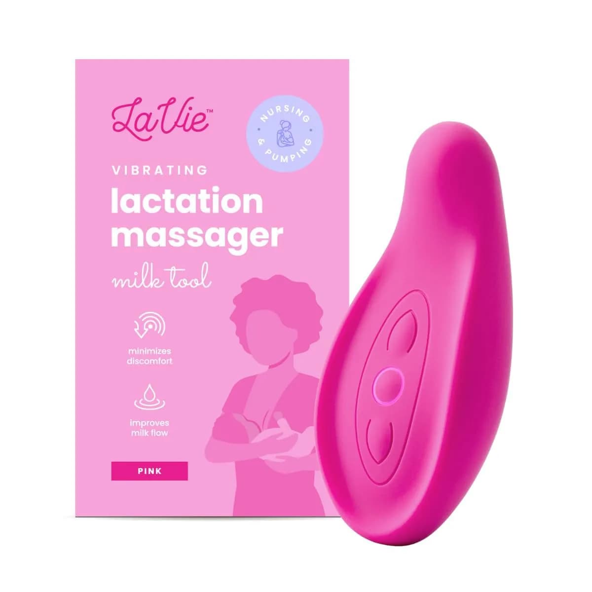 LaVie 5-in-1 Lactation Massager Roller, Manual Breastfeeding Tool 4.7 oz (133 g) | Improves Milk Flow & Relieves Discomfort — Vibration (Rose)