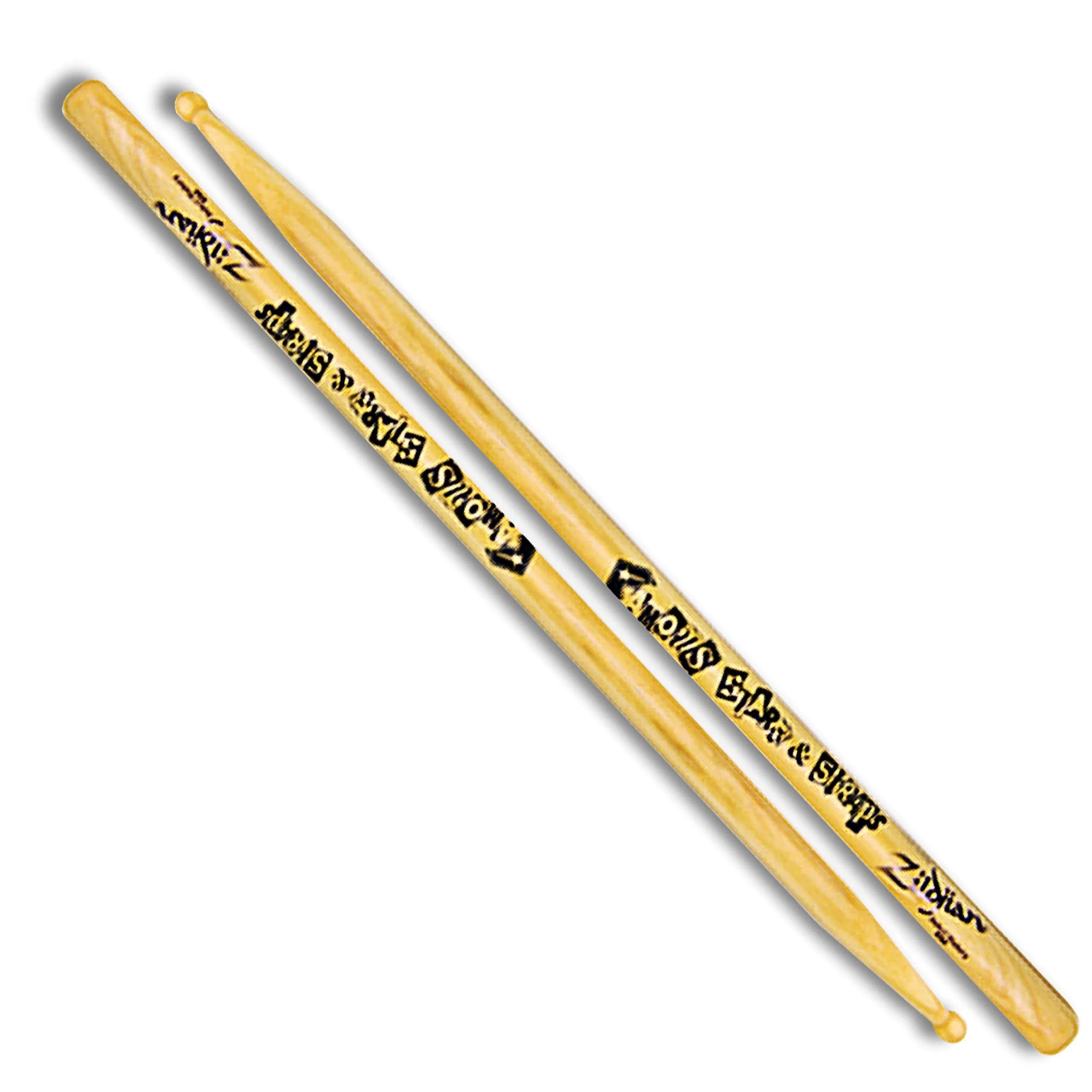 Zildjian Travis Barker Artist Series Drumsticks | Hickory Wood, Round Tip, White Finish — Famous SS Model