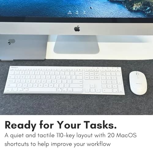 Macally ACEBTKEY Multi-Device Bluetooth Keyboard with Numeric Keypad - 110 Keys, 20 Shortcuts, Rechargeable, White thumbnail 5