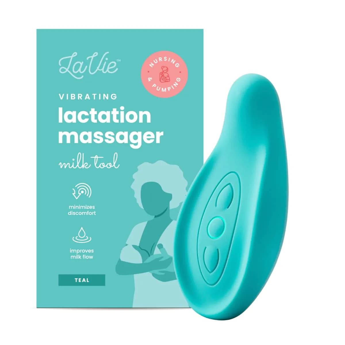 LaVie Lactation Massager Teal | 3 Vibration Modes, Medical-Grade Silicone, Rechargeable Battery - main product image