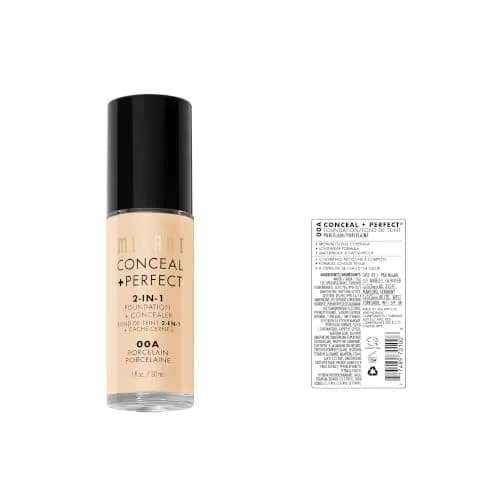 Milani Conceal + Perfect 2-in-1 Foundation + Concealer 00A-Porcelain | Full Coverage, Natural Finish thumbnail 6