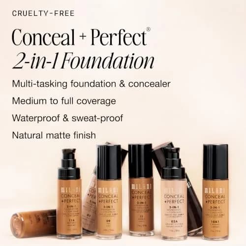 Milani Conceal + Perfect 2-in-1 Foundation + Concealer 00A-Porcelain | Full Coverage, Natural Finish thumbnail 2
