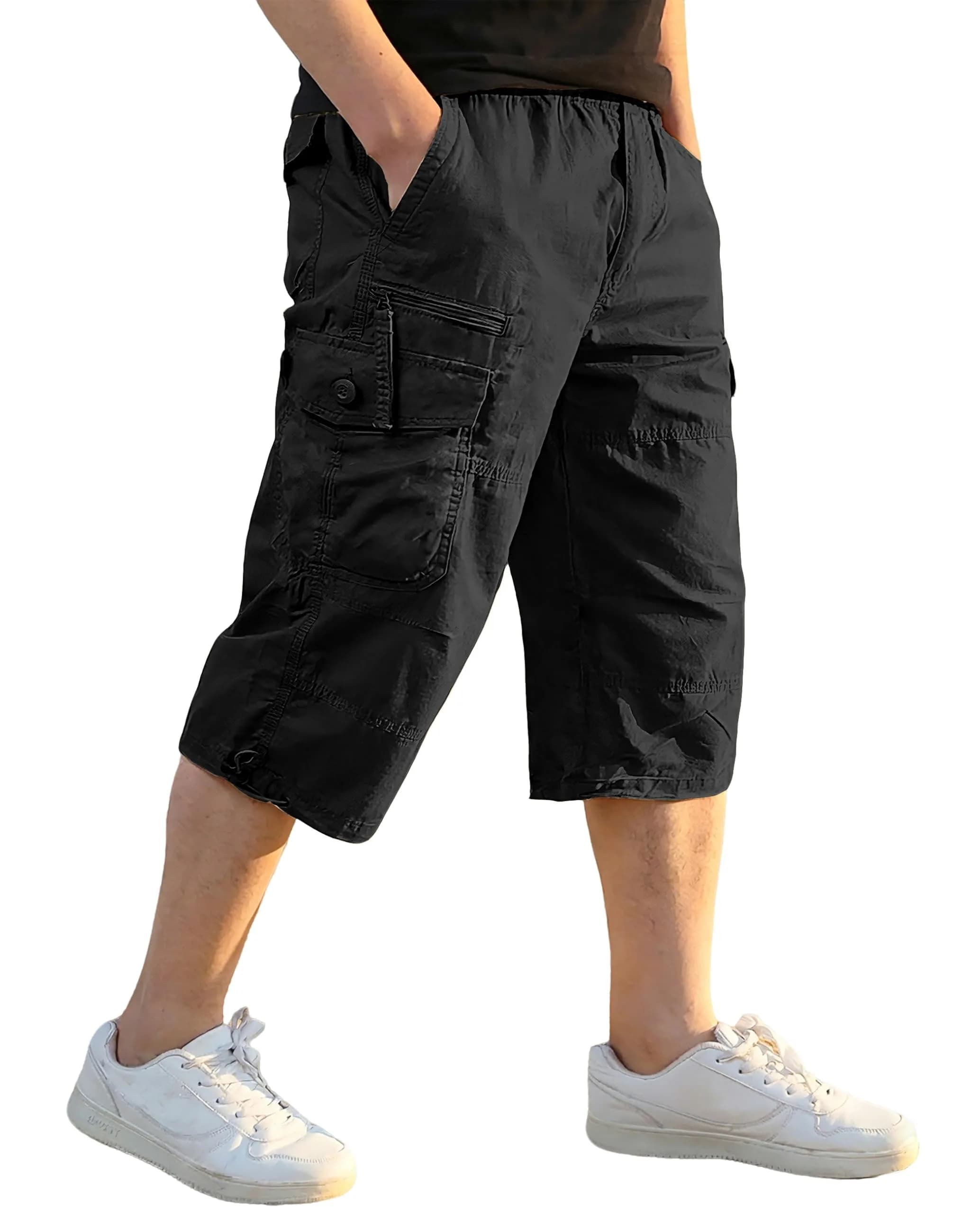 EKLENTSON Cargo Shorts Men Casual Cotton 34 | Classic Fit, Multi-Pocket, Below Knee (70-120 chars)