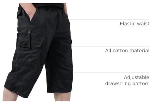 EKLENTSON Cargo Shorts Men Casual Cotton 34 | Classic Fit, Multi-Pocket, Below Knee (70-120 chars) thumbnail 4