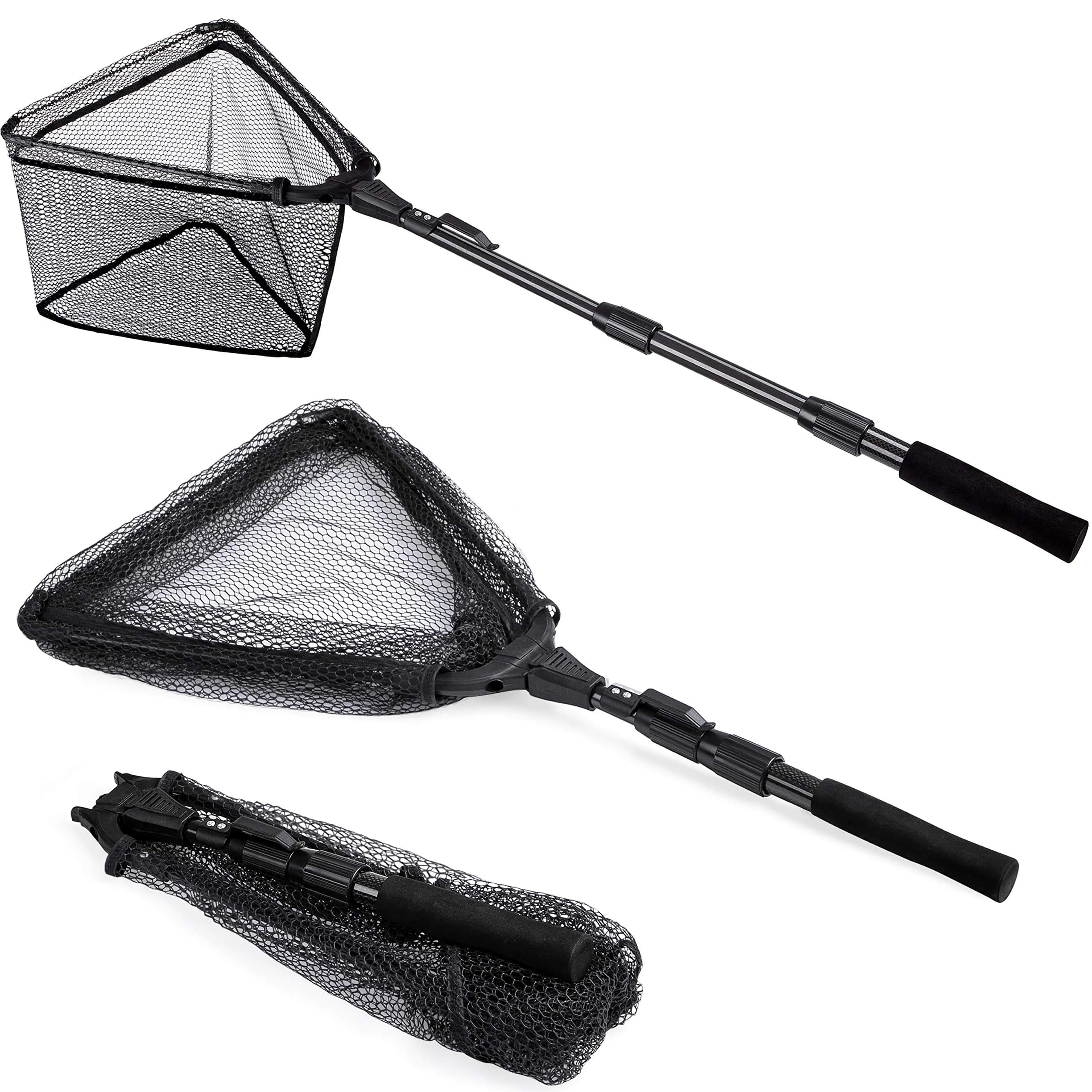 PLUSINNO 1.2m (47" Extendable) Telescopic Fishing Net with EVA Handle | Catch and Release Friendly