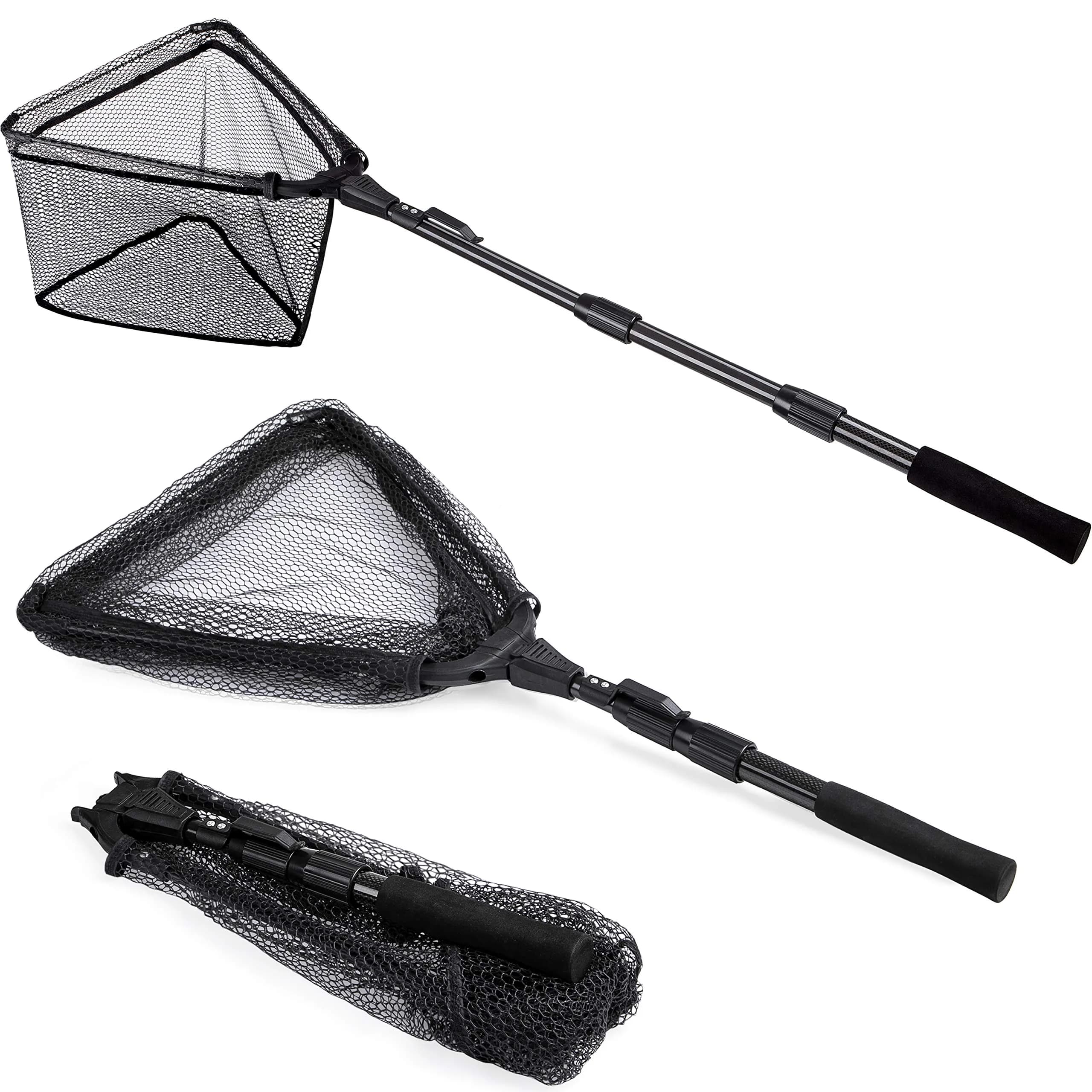 PLUSINNO 20"/52 cm Hoop Size 1.5M Telescopic Fishing Net | Catch and Release Landing Net with Belt Clip - main product image