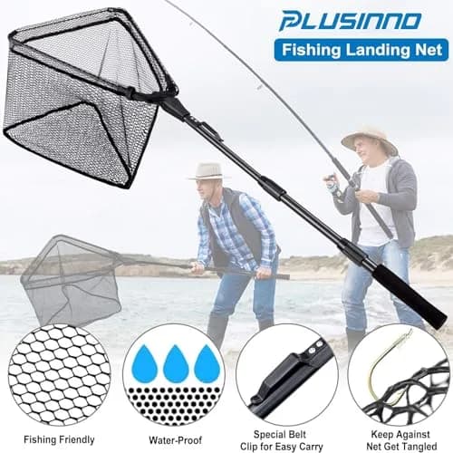 PLUSINNO 20"/52 cm Hoop Size 1.5M Telescopic Fishing Net | Catch and Release Landing Net with Belt Clip thumbnail 4
