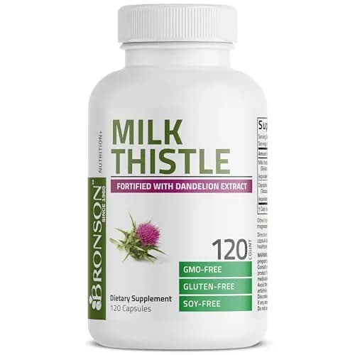 Bronson Milk Thistle Silymarin Marianum & Dandelion Extract, 120 Capsules | Liver Support & Detox thumbnail 5