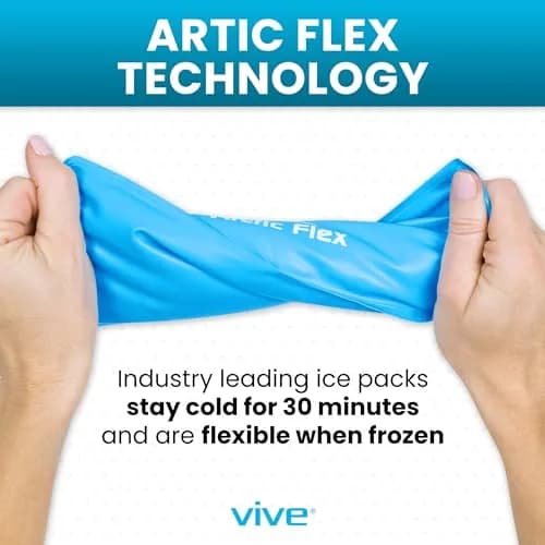 Vive Knee Ice Pack Wrap - Cold/Hot Gel Compression Brace for Pain Relief | Adjustable, Reusable, Latex-Free thumbnail 9