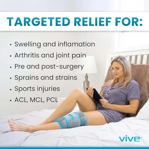 Vive Knee Ice Pack Wrap - Cold/Hot Gel Compression Brace for Pain Relief | Adjustable, Reusable, Latex-Free thumbnail 3