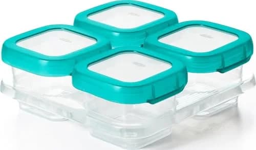 OXO Tot Baby Blocks Freezer Storage Containers Teal 120ml (4 Oz) | Airtight & Leak-Proof for Homemade Baby Food thumbnail 1