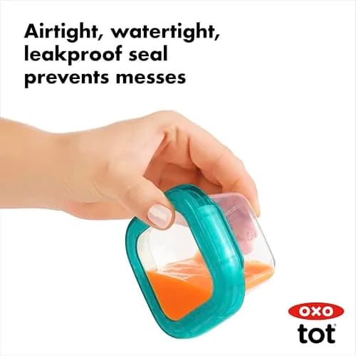 OXO Tot Baby Blocks Freezer Storage Containers Teal 120ml (4 Oz) | Airtight & Leak-Proof for Homemade Baby Food thumbnail 6